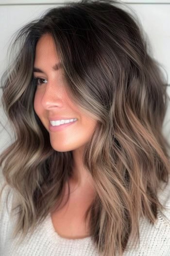 Ash Brown Balayage Waves