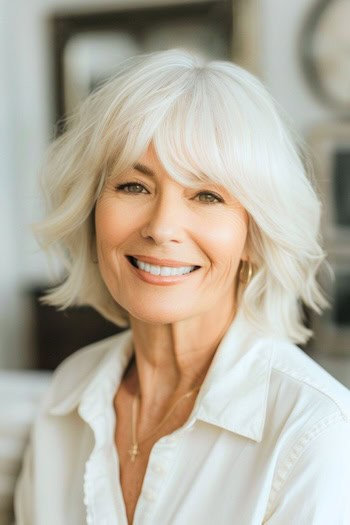 Wavy Bob With Full Bangs