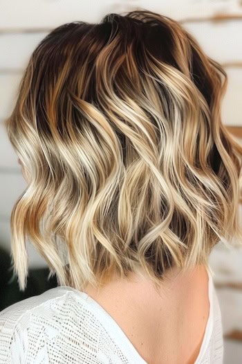 Medium-Length Waves with Balayage Highlights