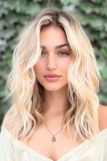 Blonde Waves with Middle Part