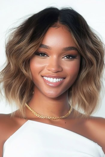 Center-Parted Wavy Long Bob