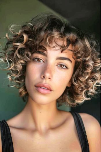 Curly Bob with Bangs