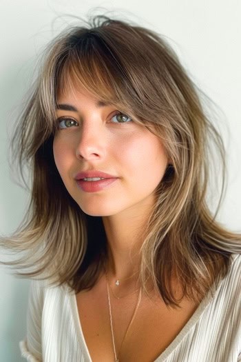 Mid-Length Wispy Cut with Bangs