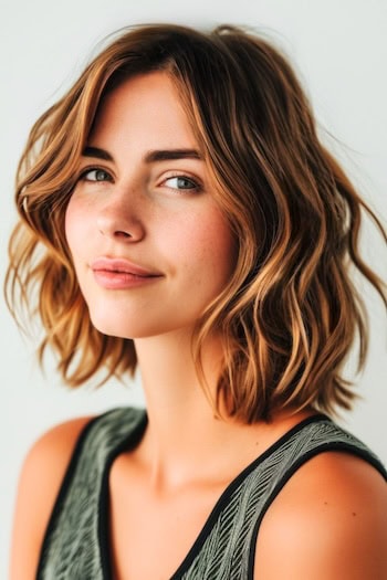 Tousled Wavy Long Bob