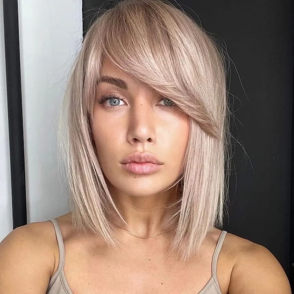 Neck-Length Straight Bob with Bangs