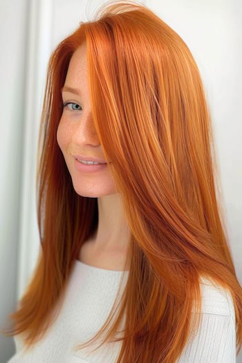 Copper Straight Long Hair