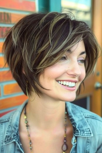 Pixie Bob with Balayage Highlights