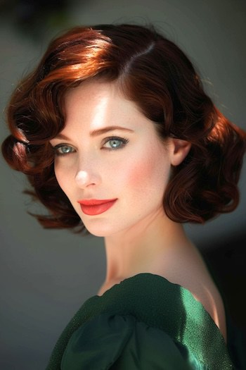 Layered Retro Bob with Voluminous Curls