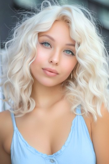 Voluminous Curly Platinum Lob