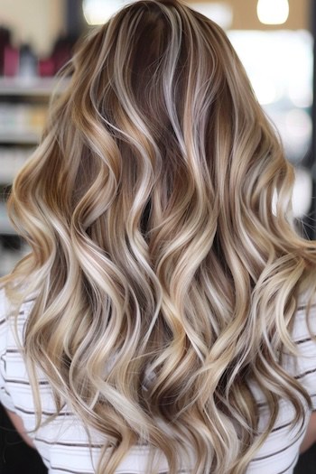 Brown Hair with Chunky Platinum Highlights