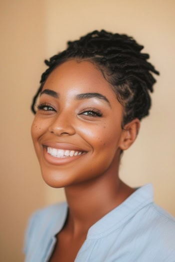 Loc Updo with Loose Ends