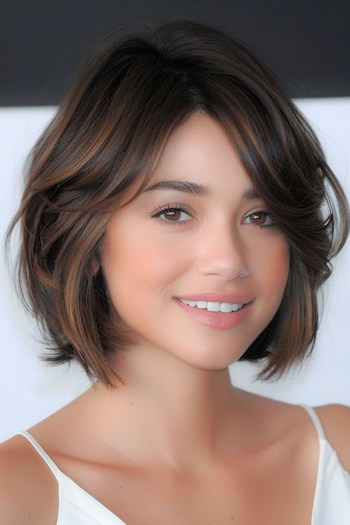 Layered Bob with Curtain Bangs