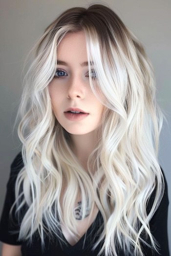 White Platinum Balayage Waves