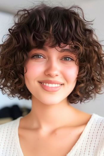 Cropped Curls With Bangs