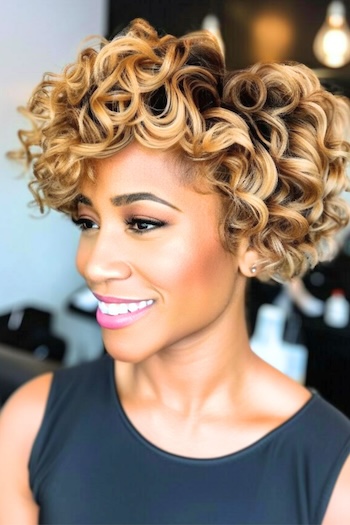 Cropped Honey Blonde Curls