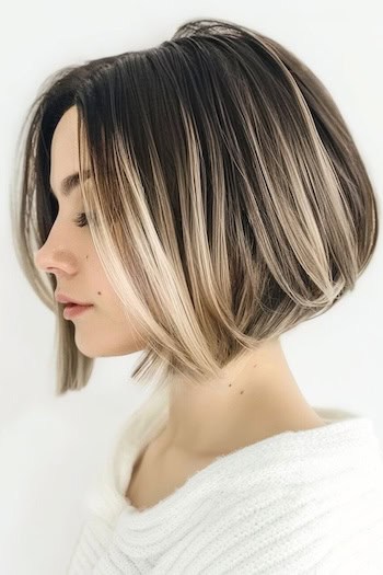 Stacked Bob With Chunky Highlights