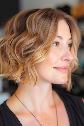 Highlighted Wavy Bob