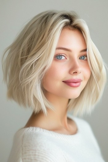 Platinum Bob with Dark Roots