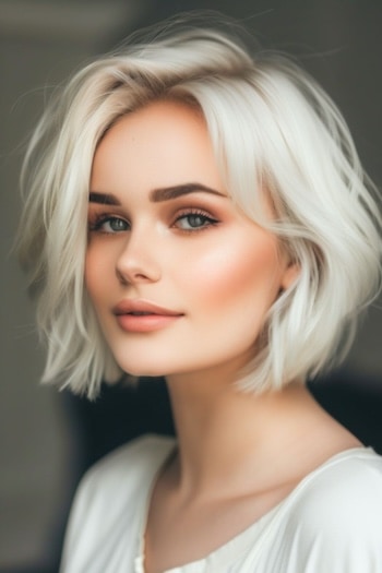 Tousled Textured Platinum Bob