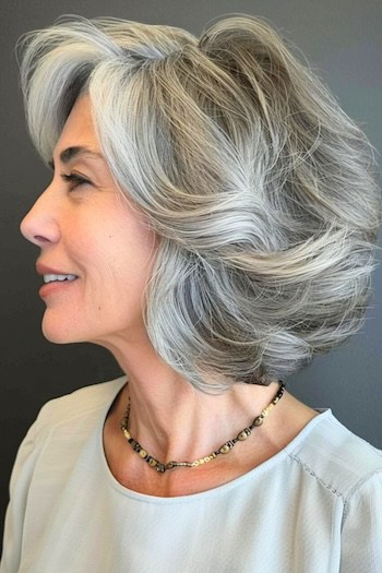 Wavy Gray Bob