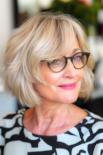 Textured Bob with Side-Swept Bangs