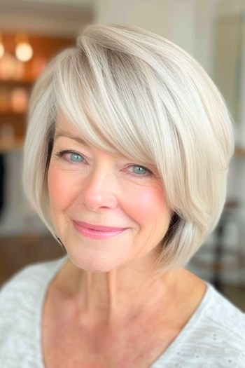 Rounded Bob with Side-Swept Bangs