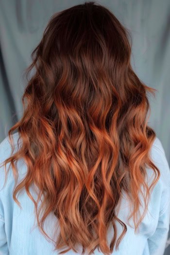 Copper Highlights on Long Brown Waves