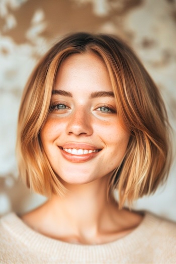 Warm Honey Blonde Bob