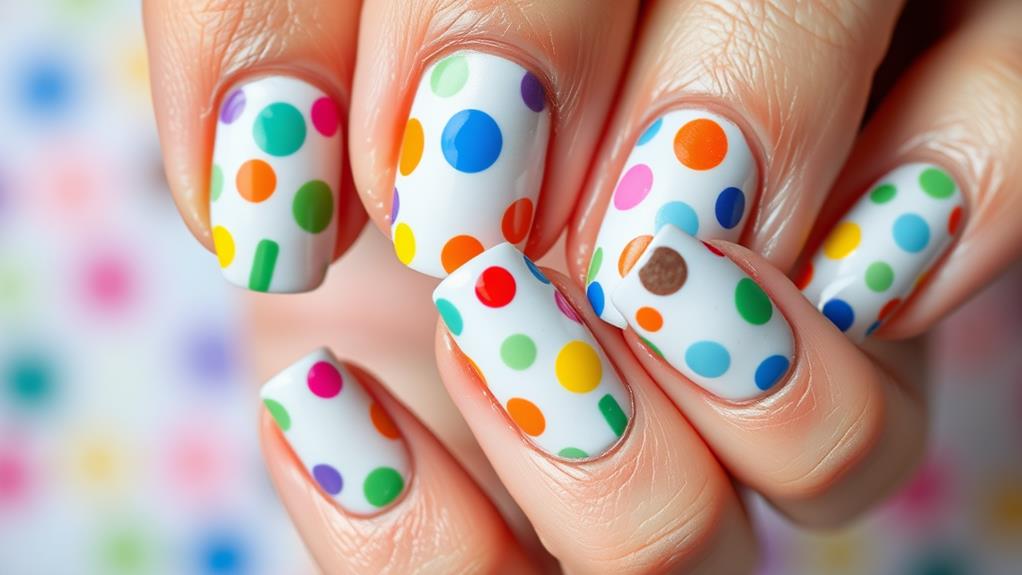 colorful dotty nail art