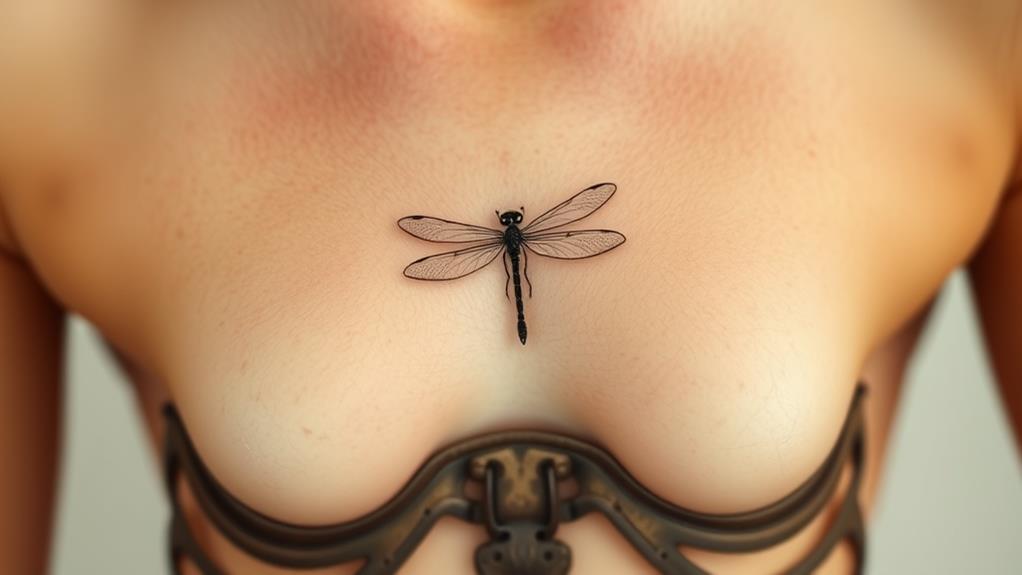 delicate dragonfly ribcage ink