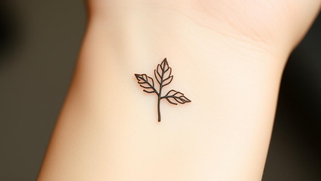 delicate green leaf tattoo