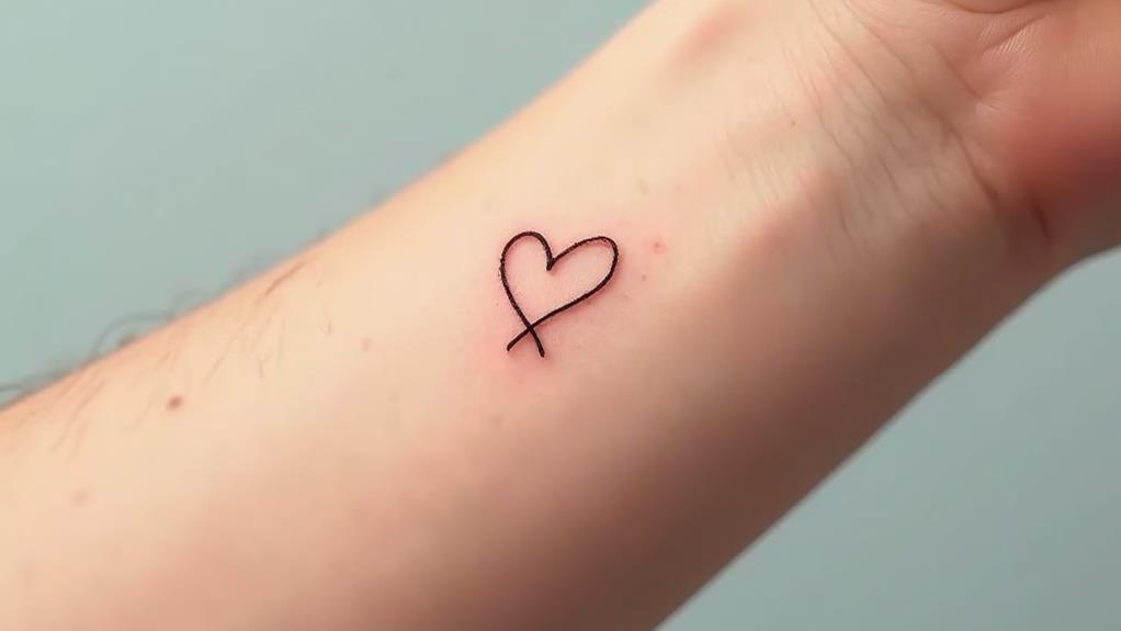 delicate heart line tattoo