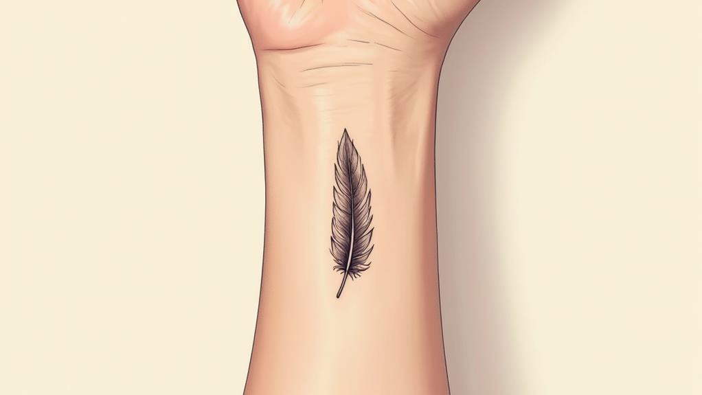 delicate inked feather design