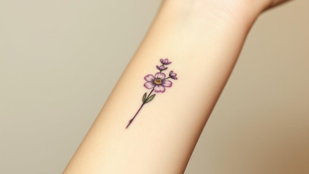 delicate lavender forearm ink