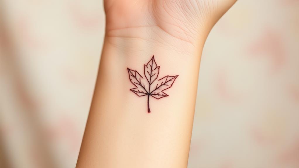 delicate maple leaf ink