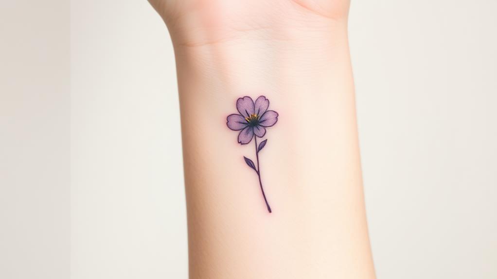 delicate purple wrist ink