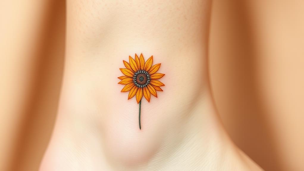 delicate sunflower ankle ink