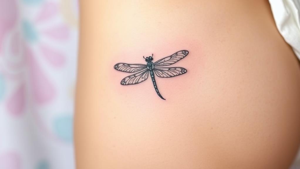 dragonfly perched on hip