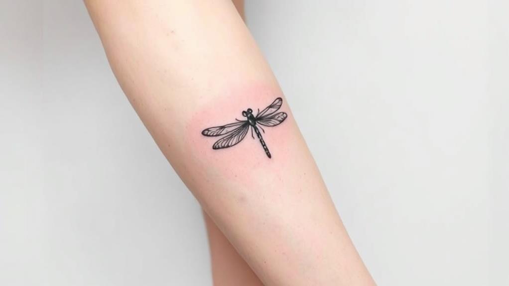 dragonfly themed calf tattoo design