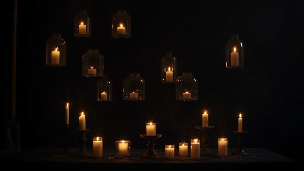 eerie suspended candlelight display