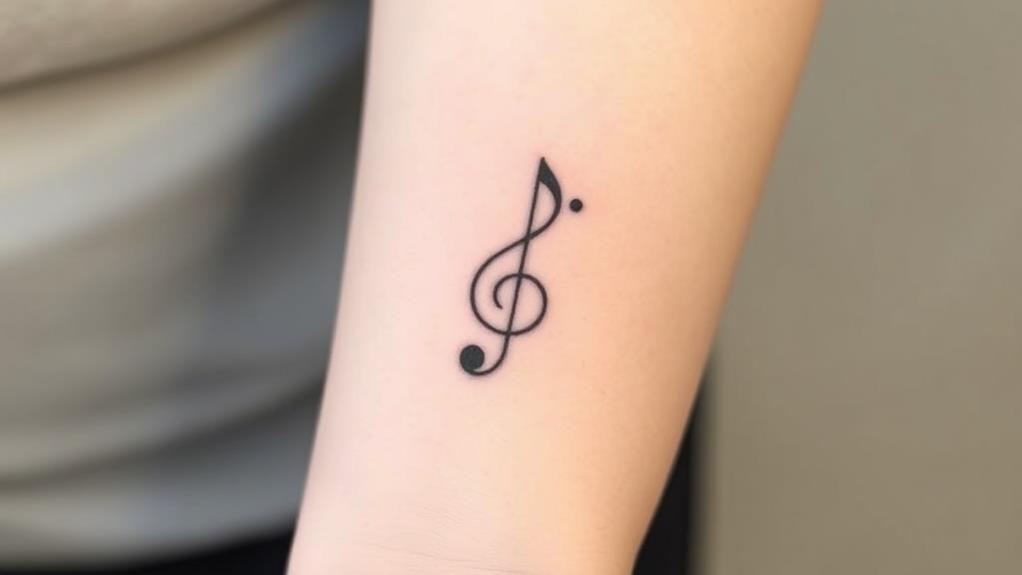 elegant forearm music tattoo