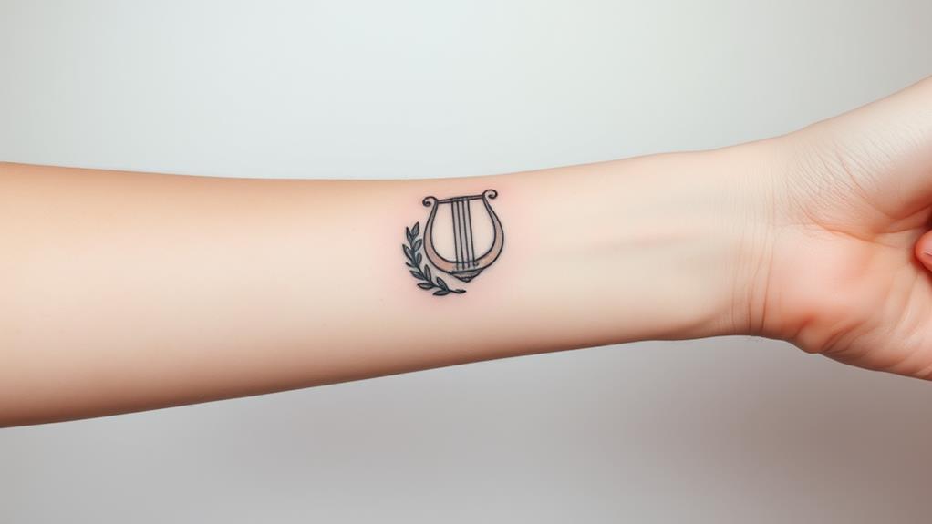 elegant minimalist lyre ink