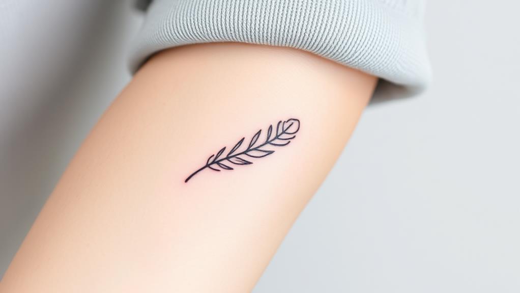 feather elbow tattoo design