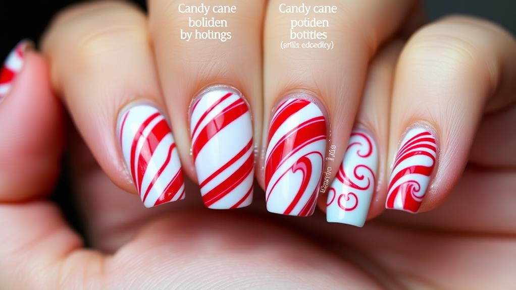 festive candy cane nails