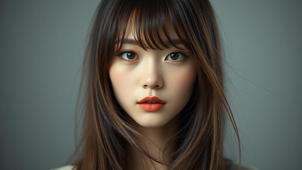 flattering long korean bangs