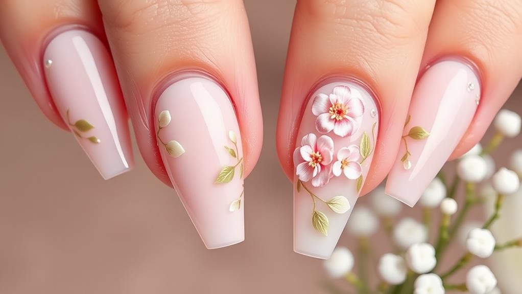 floral coffin nail art