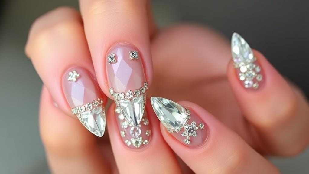 gems on almond nails