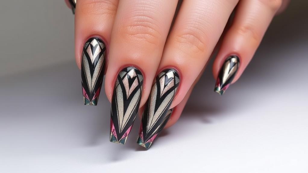 geometric design coffin nails