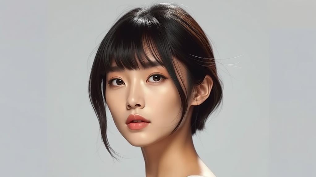 glamorous swept back korean bangs