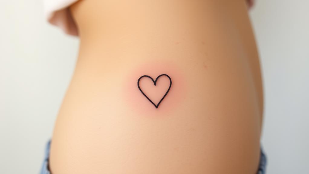 hipbone small heart tattoo